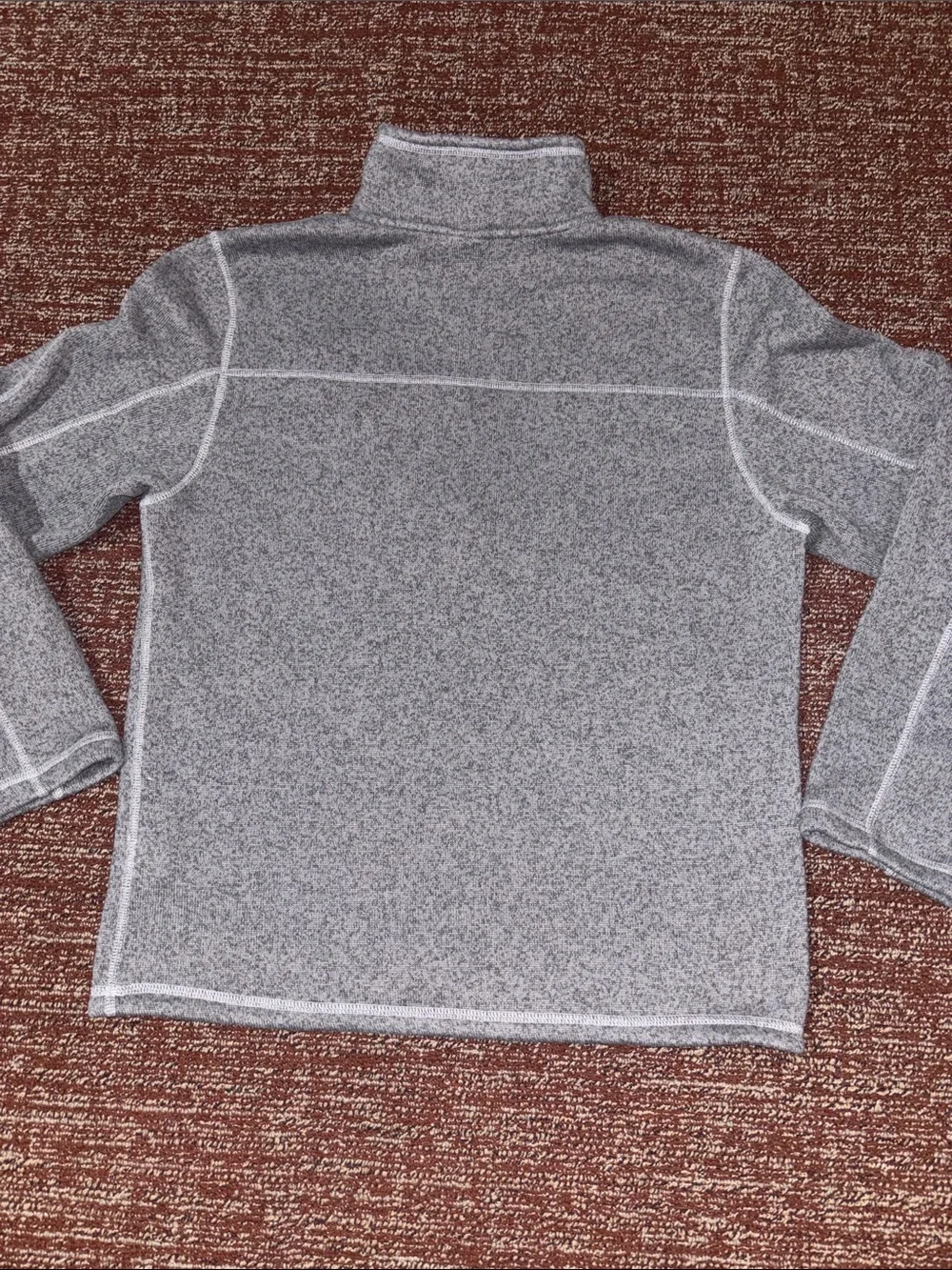 North face grey quarter zip pullover high neck fleece layer arm pocket active L